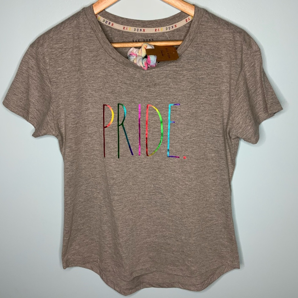 Rae Dunn Pride Rainbow Tshirt With Scrunchie Small